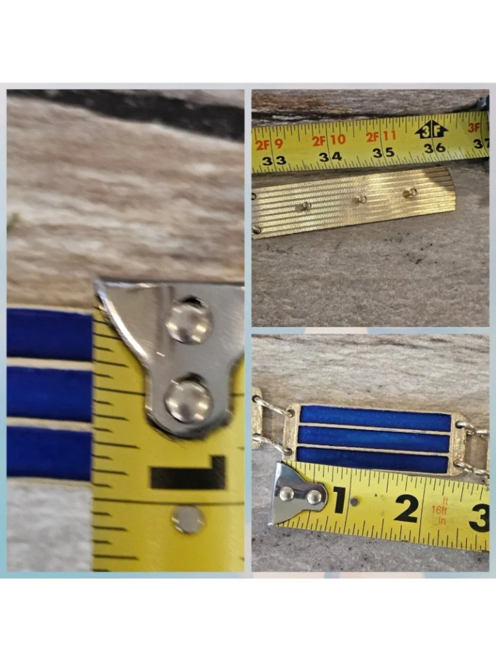 1930s Art Deco Gold Blue Enameled Link Waist Belt Gold Plated Vermeil Sz M 33-35